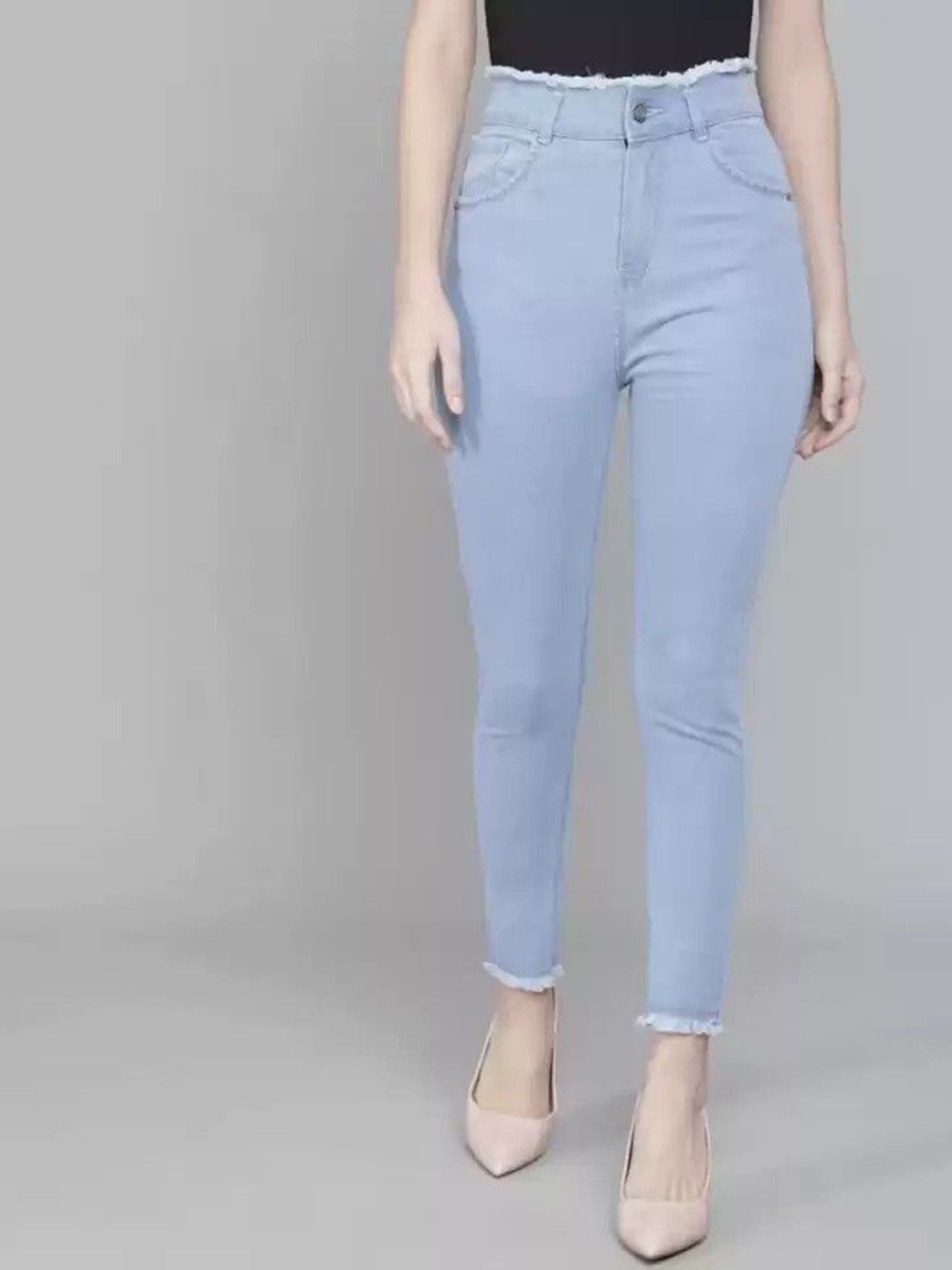 

KASHIAN Women Jean Boyfriend Fit High-Rise Stretchable Jeans, Blue