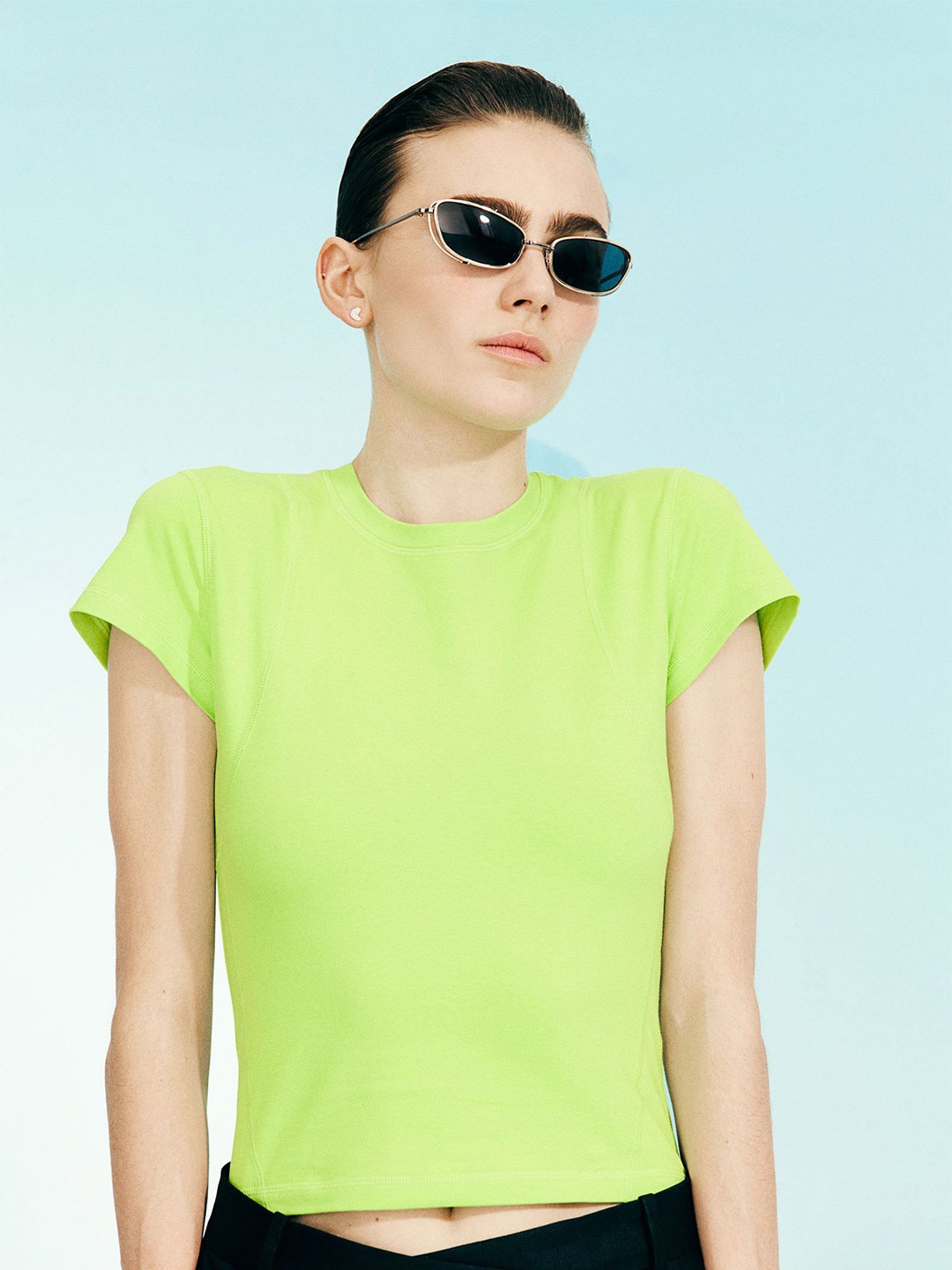 

H&M Flatlock-Seam T-shirt, Green