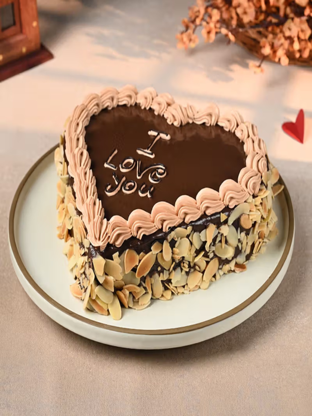 

Floweraura Chocolate Eggless Heart Shape Cake - 1Kg, Brown