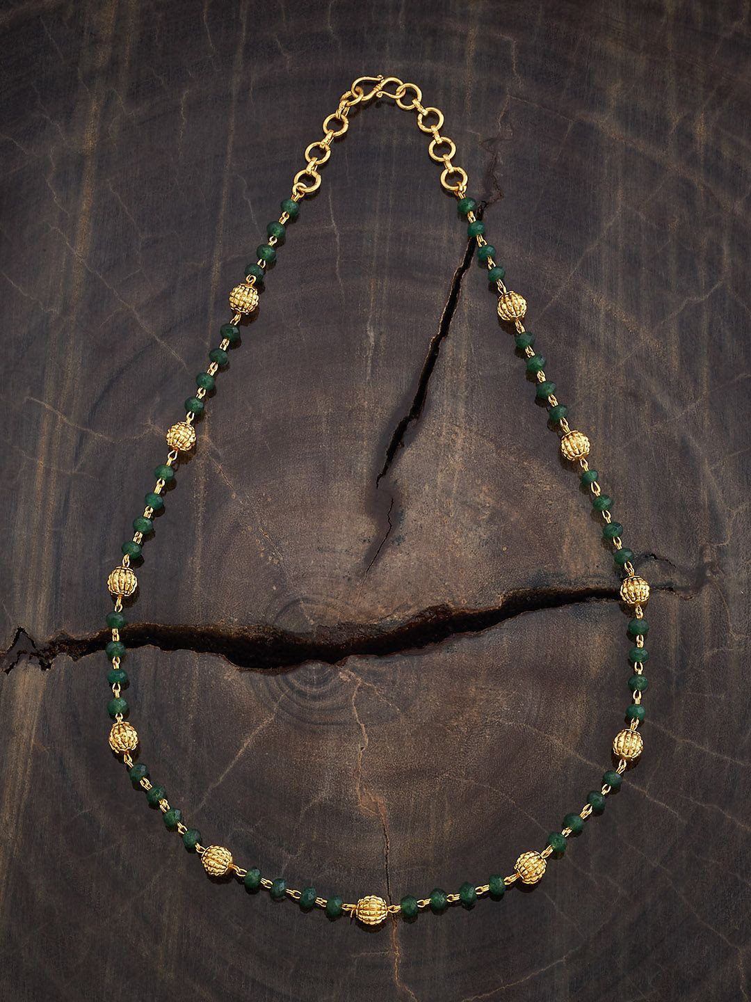 

Kushal's Fashion Jewellery Copper Green Gold-Plated Antique Mala