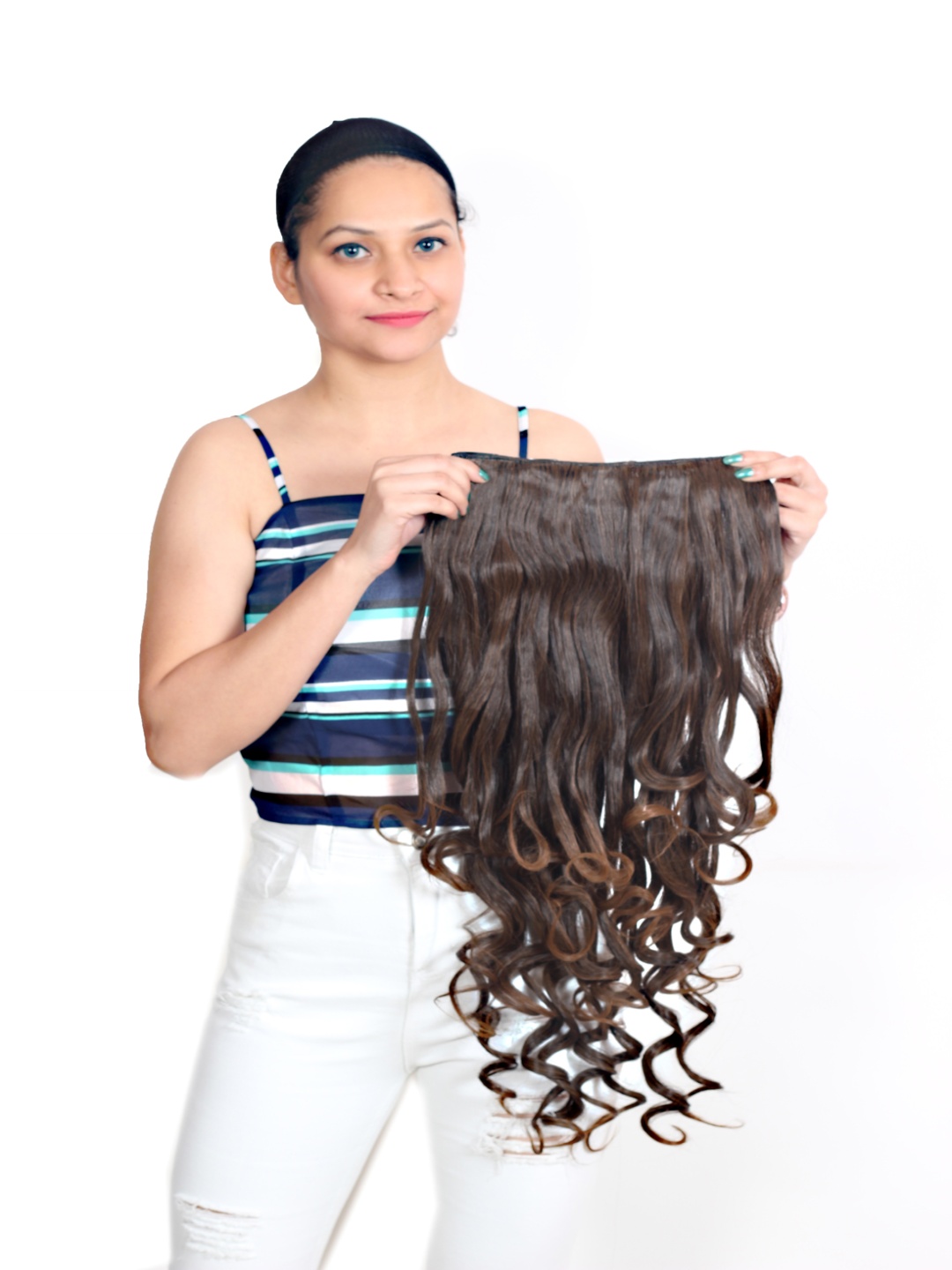 

RITZKART Clip In Curly Locks Hair Extension - Black With Golden - 30 Inch