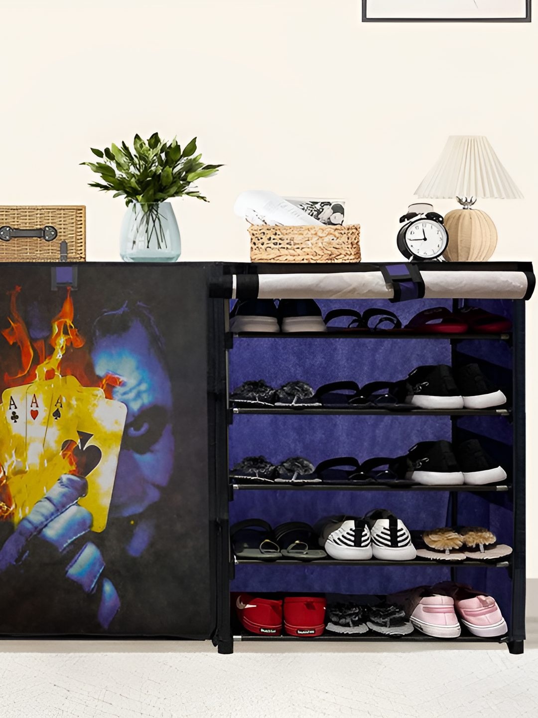 

Urban Choice Blue & Black Cartoon Printed 10 Layer Shoe Rack Cover