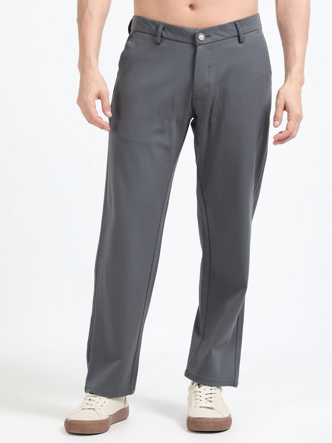 

NEVER NEUD Men Relaxed Tencil Leisure Regular Trousers, Grey