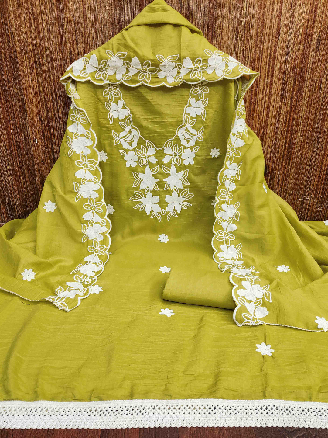 

KALINI Embroidered Unstitched Dress Material, Green