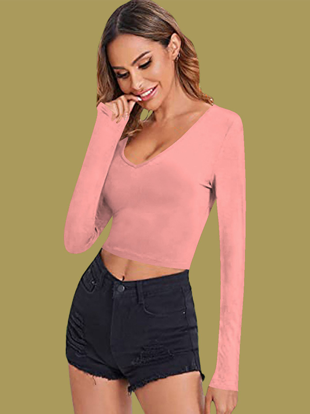 

Dream Beauty Fashion Solid Fitted Crop Top, Pink