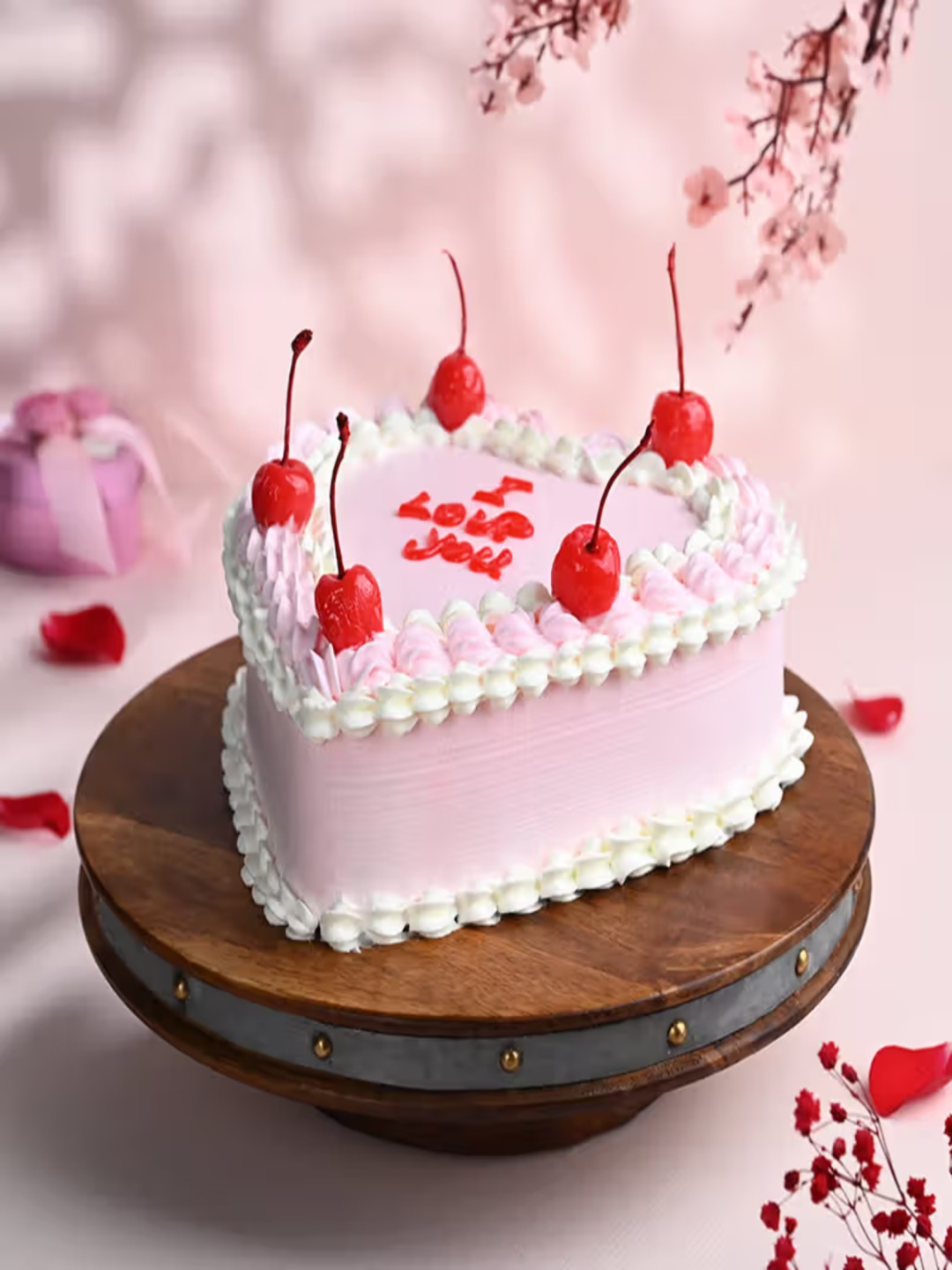 

Floweraura Strawberry Eggless Heart Shape Cake - 3Kg, Pink
