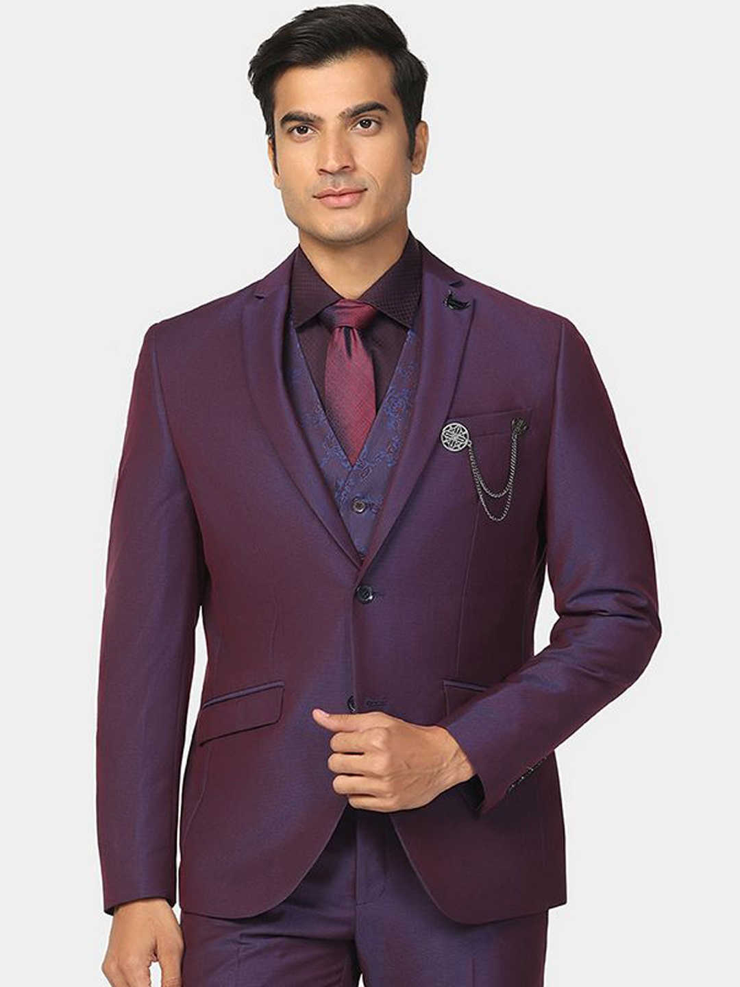 

Blackberrys Slim-Fit Single-Breasted Three-Piece Suit, Purple