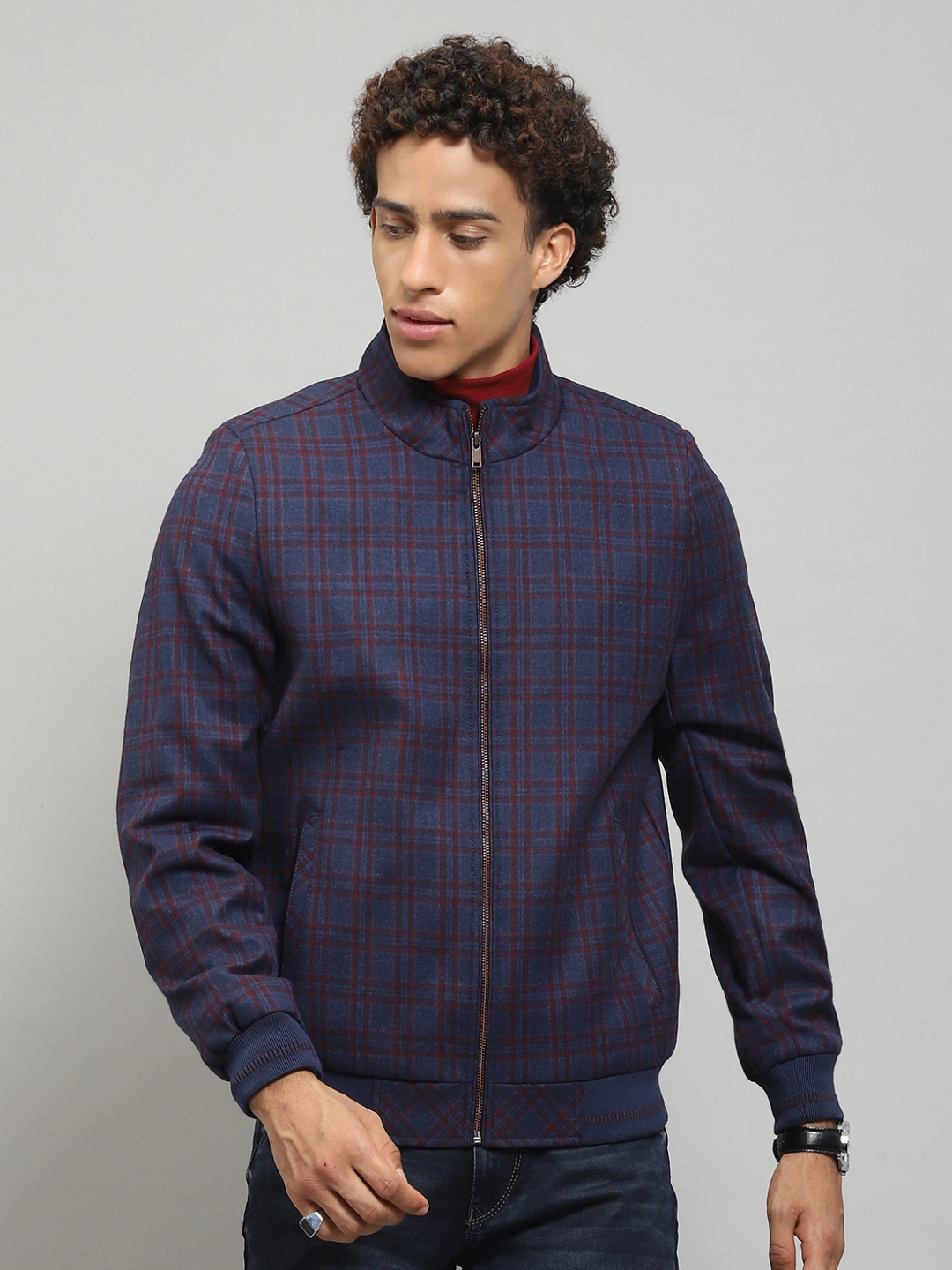 

Monte Carlo Men Woollen Lightweight Outdoor Bomber Jacket, Blue