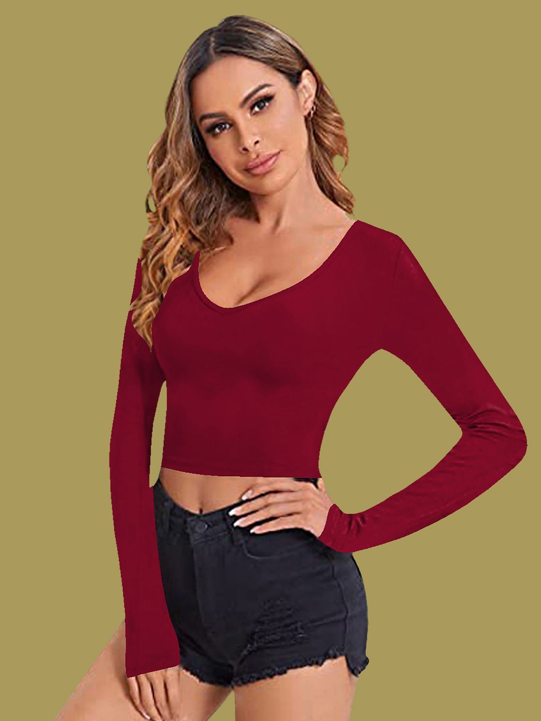 

Dream Beauty Fashion Crop Top, Maroon