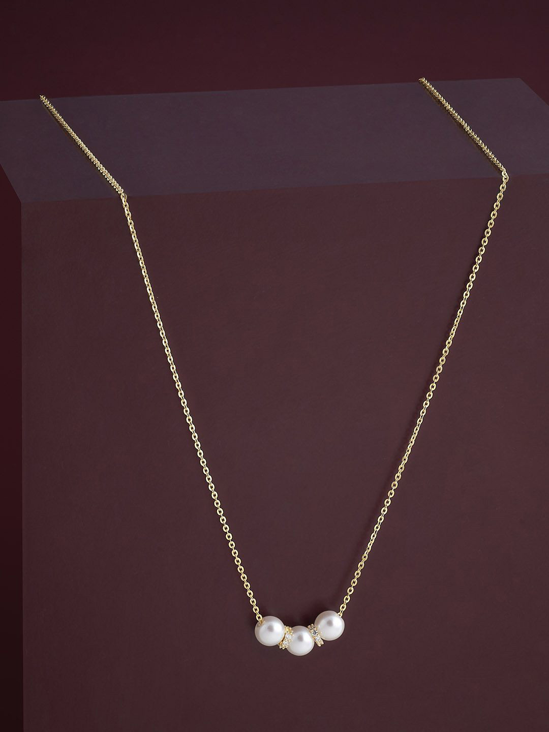

Kushal's Fashion Jewellery 92.5 Silver Gold Plated Cubic Zircon Studded Pendant Chain