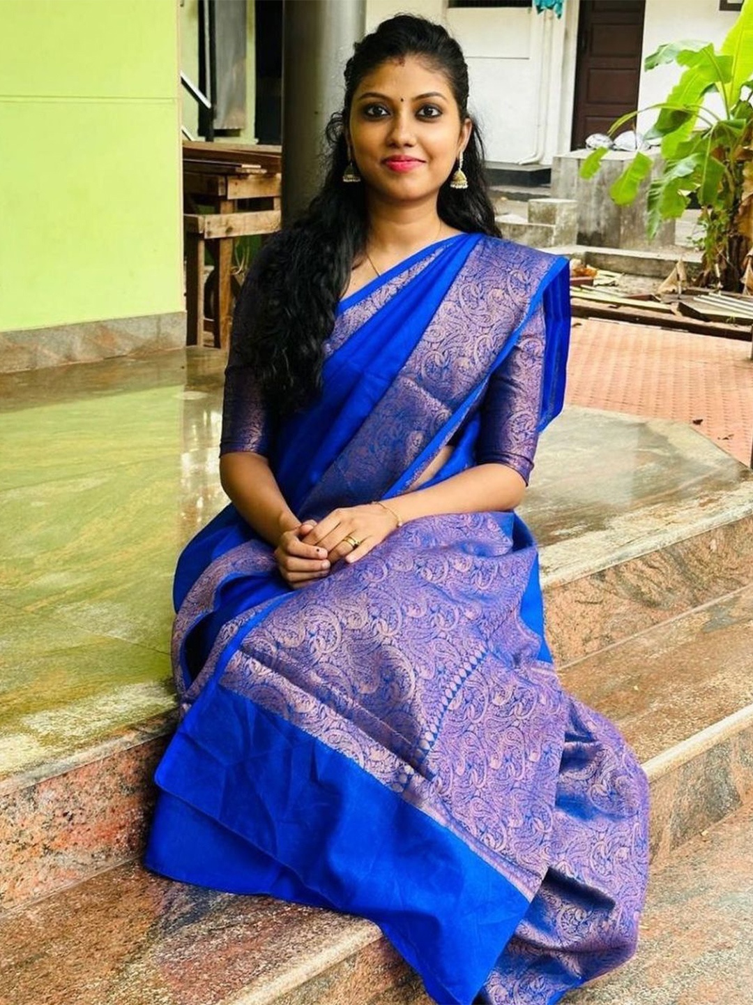 

Taslar Zari Pure Silk Banarasi Saree, Blue