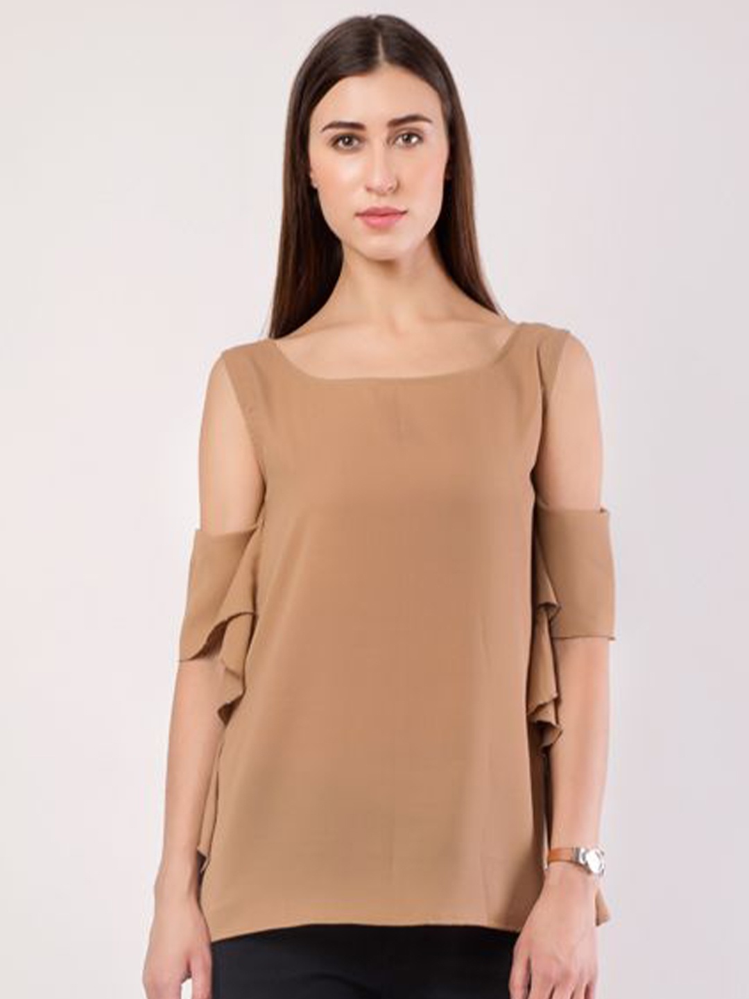 

DELIS Monochrome Georgette Top, Brown