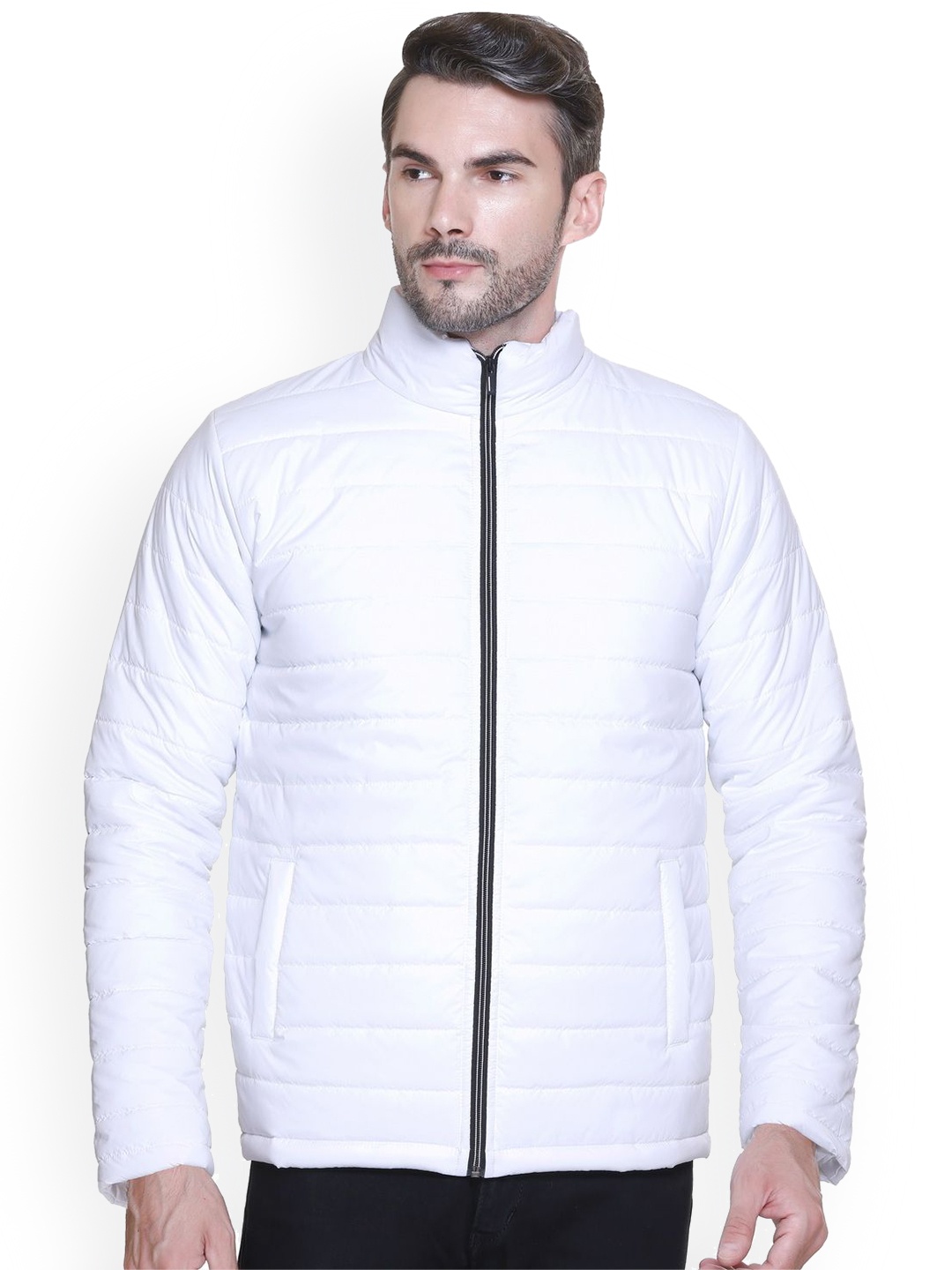 

SANHOK Men Lightweight Puffer Jacket with Patchwork, White