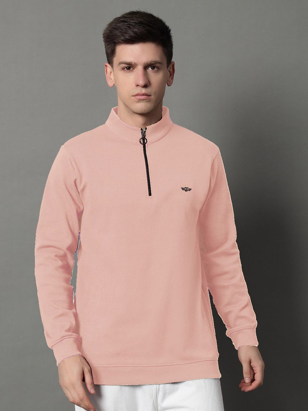

GET GOLF Men High Neck Sweatshirt, Peach