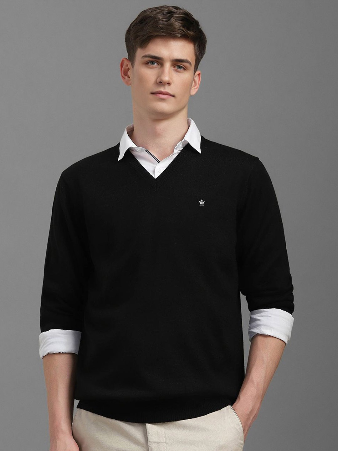 

Louis Philippe Men Pure Cotton Pullover, Black