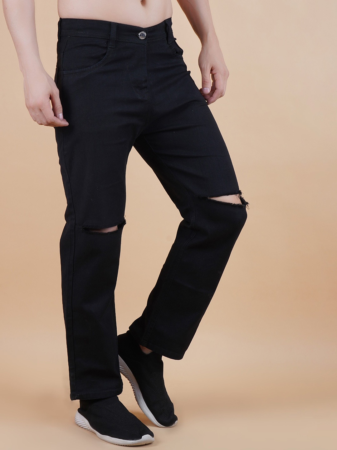 

COMFITS Men Classic Slash Knee Dad Fit Jeans, Black