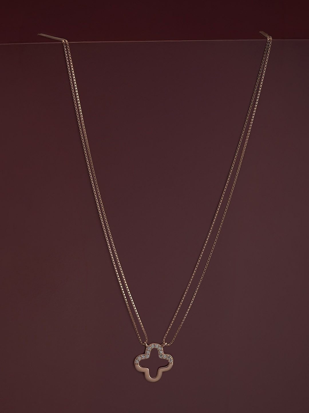 

Kushal's Fashion Jewellery 92.5 Silver Rose Gold Plated Cubic Zircon Studded Pendant Chain