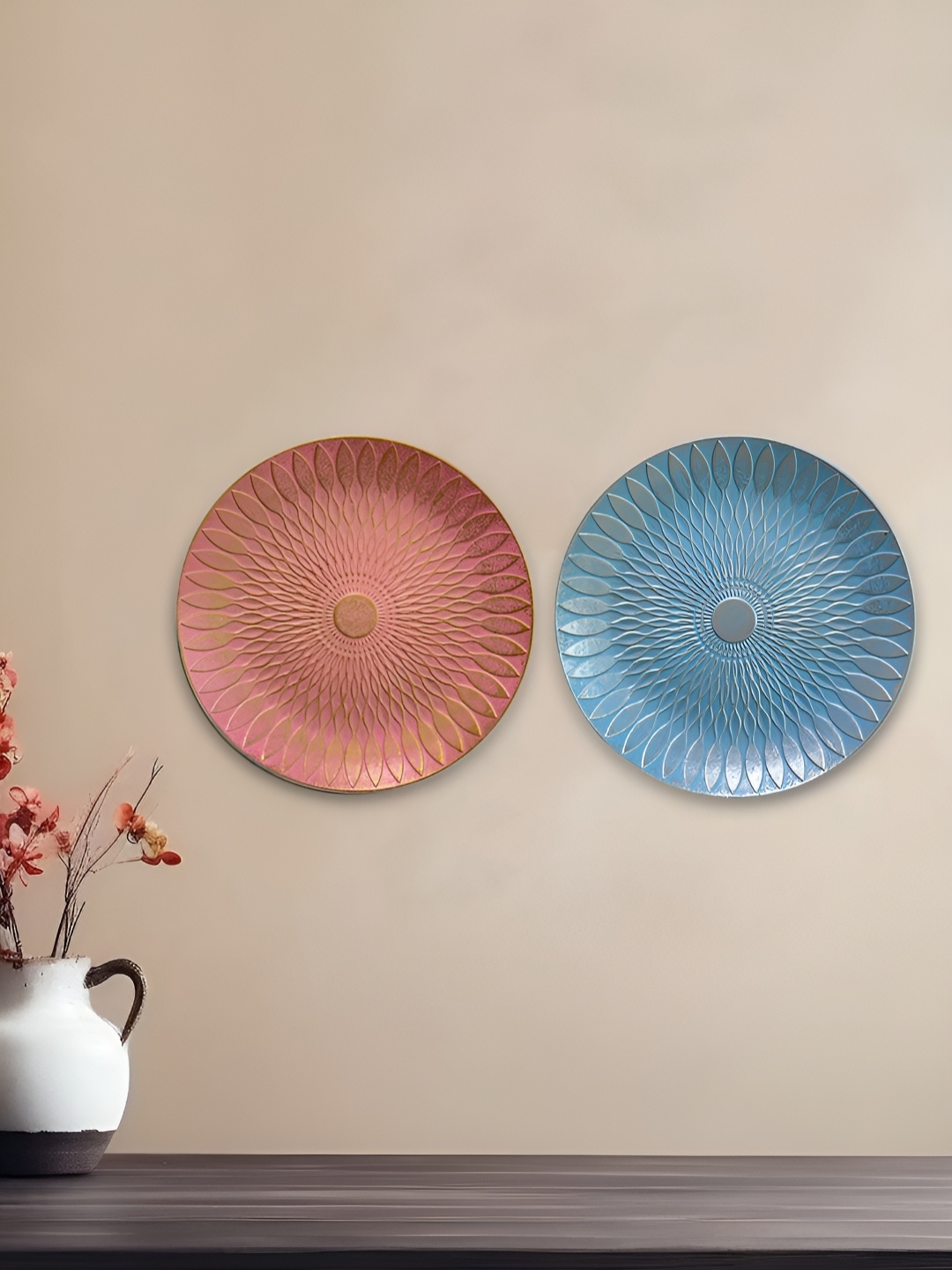 

Art Street Pink And Blue 2 Pieces Wooden Wall Decor