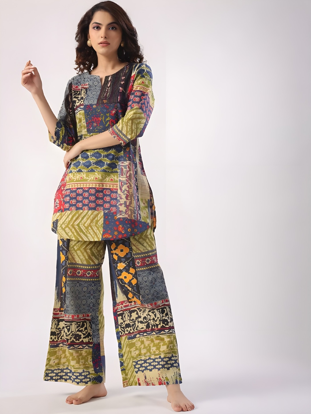 

Acriine Women Abstract Printed Cotton Tunic & Trouser, Multi