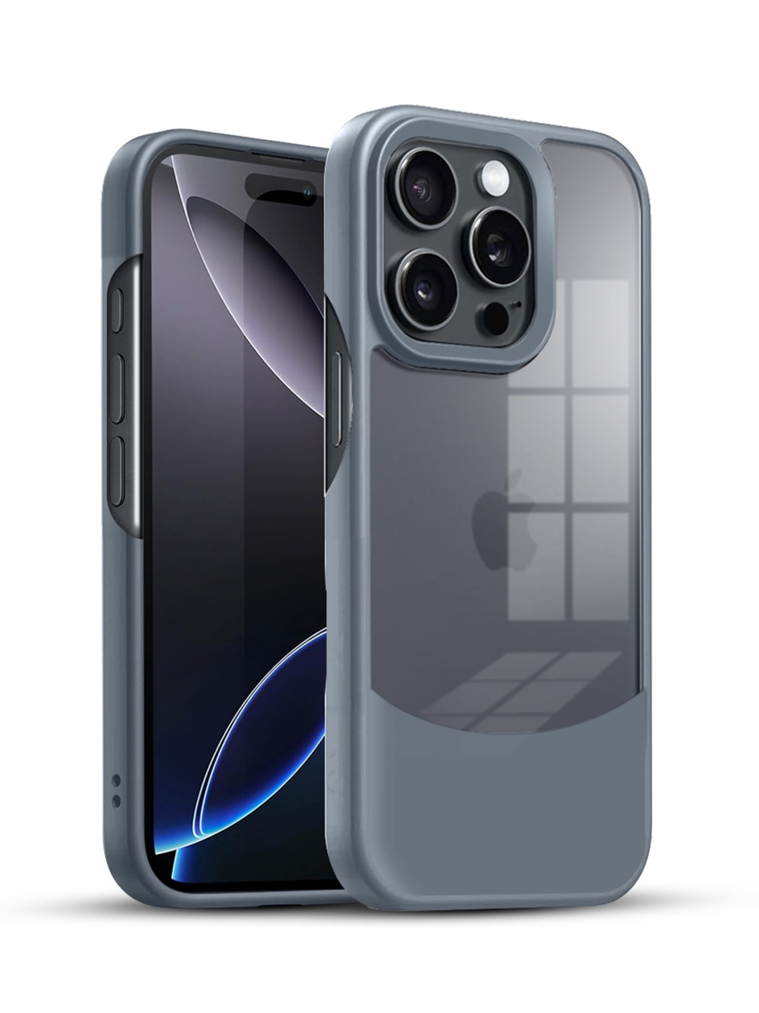 

Karwan iPhone 15 Pro Ultra Hybrid Shockproof Back Case, Grey