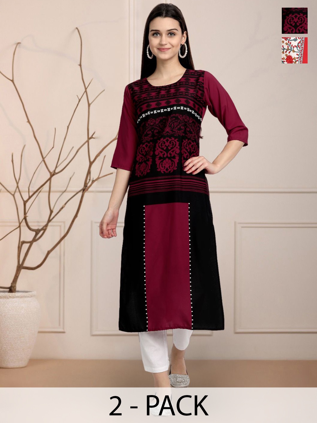 

Moda Rapido Women Ethnic Motifs Printed Floral Crepe Kurta, Multi