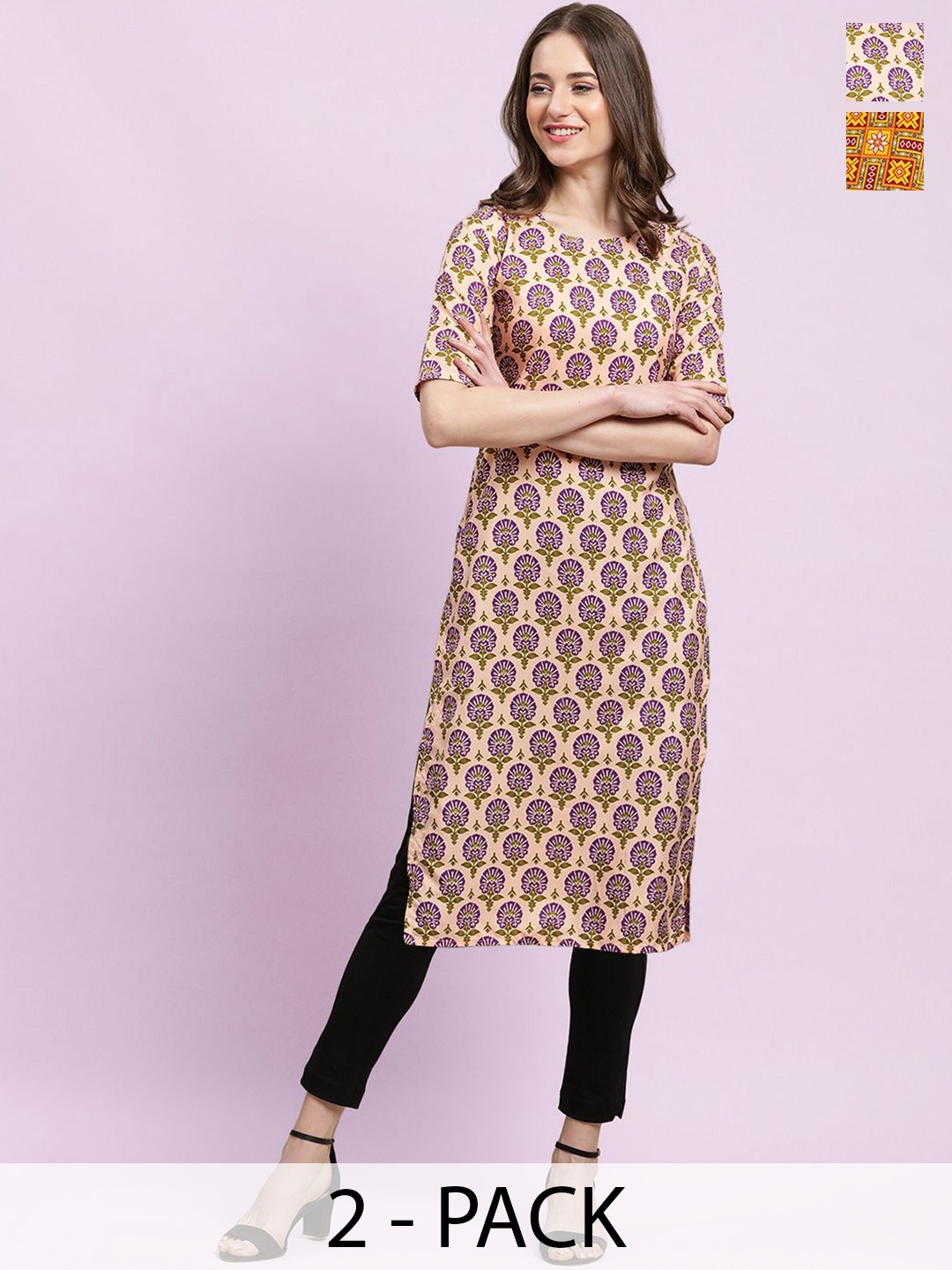 

Moda Rapido Women Ethnic Motifs Printed Floral Crepe Kurta, Multi