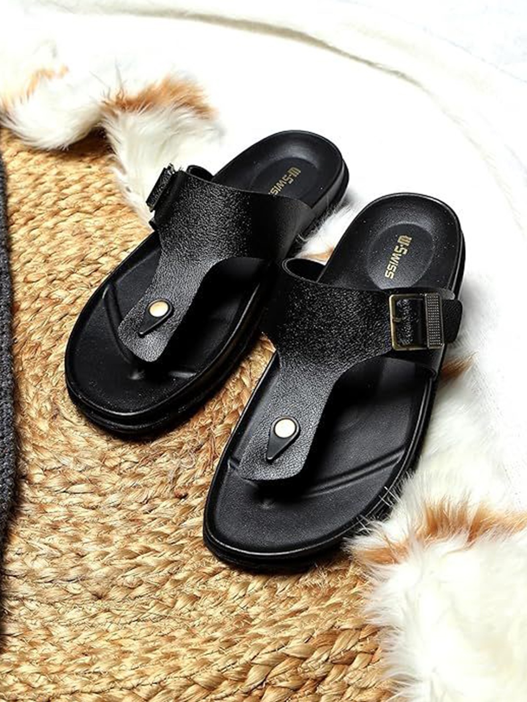 

BRAND VILLA Men Comfort Sandals, Black