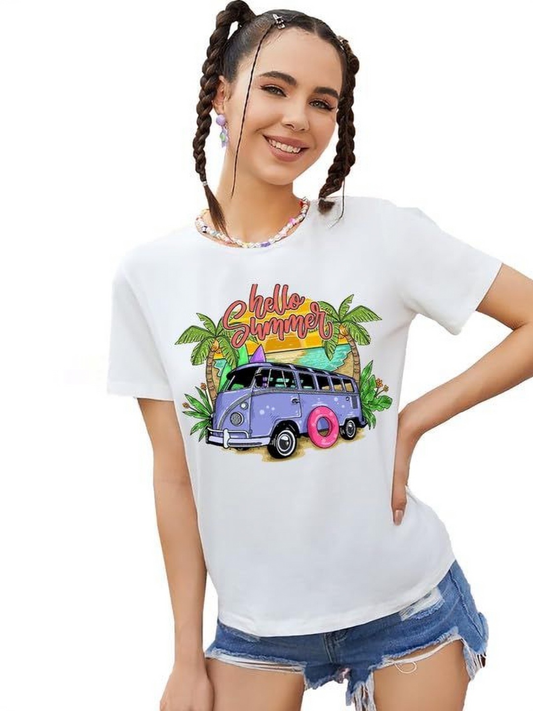 

VLAM Women Printed T-shirt, White