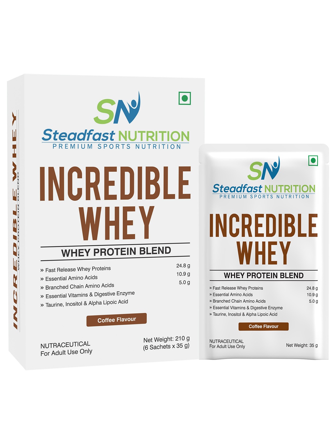 

Incredible Whey Protein Blend For An Incredible You Coffee 6 Sachets 210g, Coffee brown