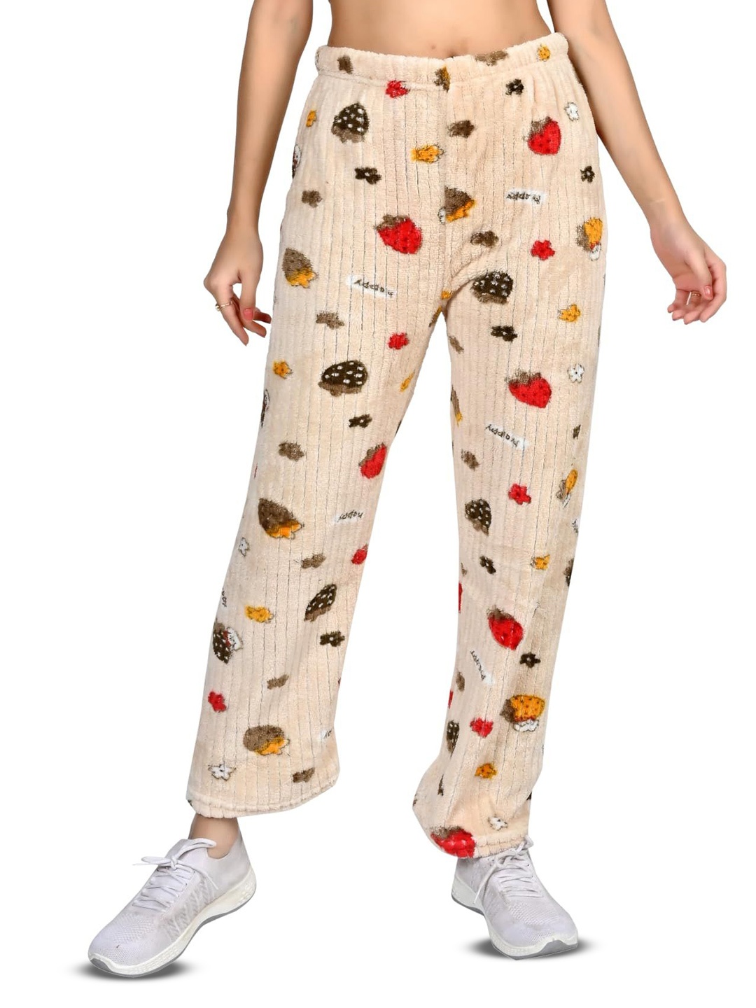 

NarNari Women Printed Regular Trousers, Beige