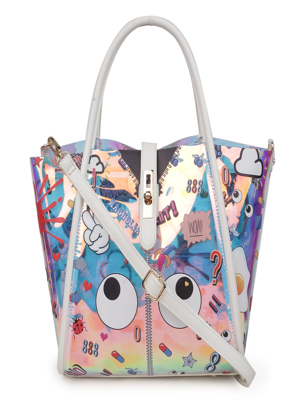 

MAGNOLIA Women Graphic Printed Structured Handheld Bag With Pouch, White