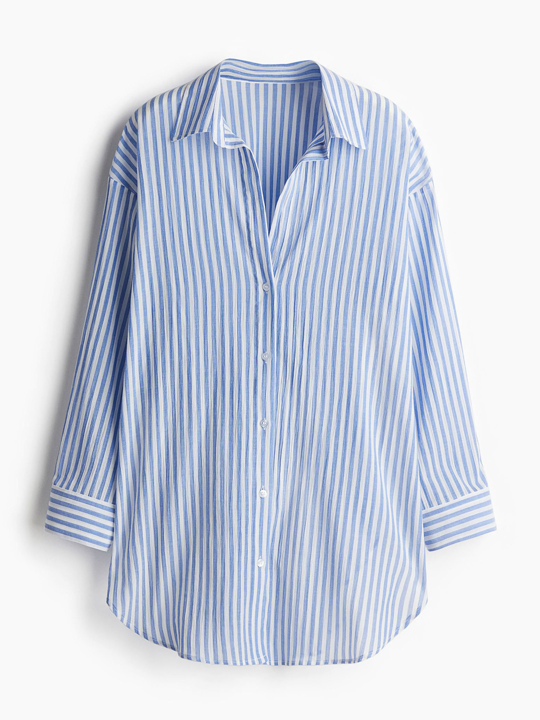 

H&M Long Cotton Shirt, Blue