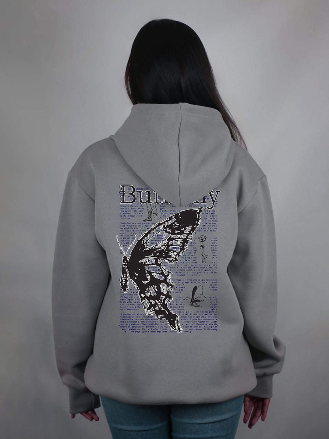 

EKSDEE Women Printed Hooded Sweatshirt, Grey