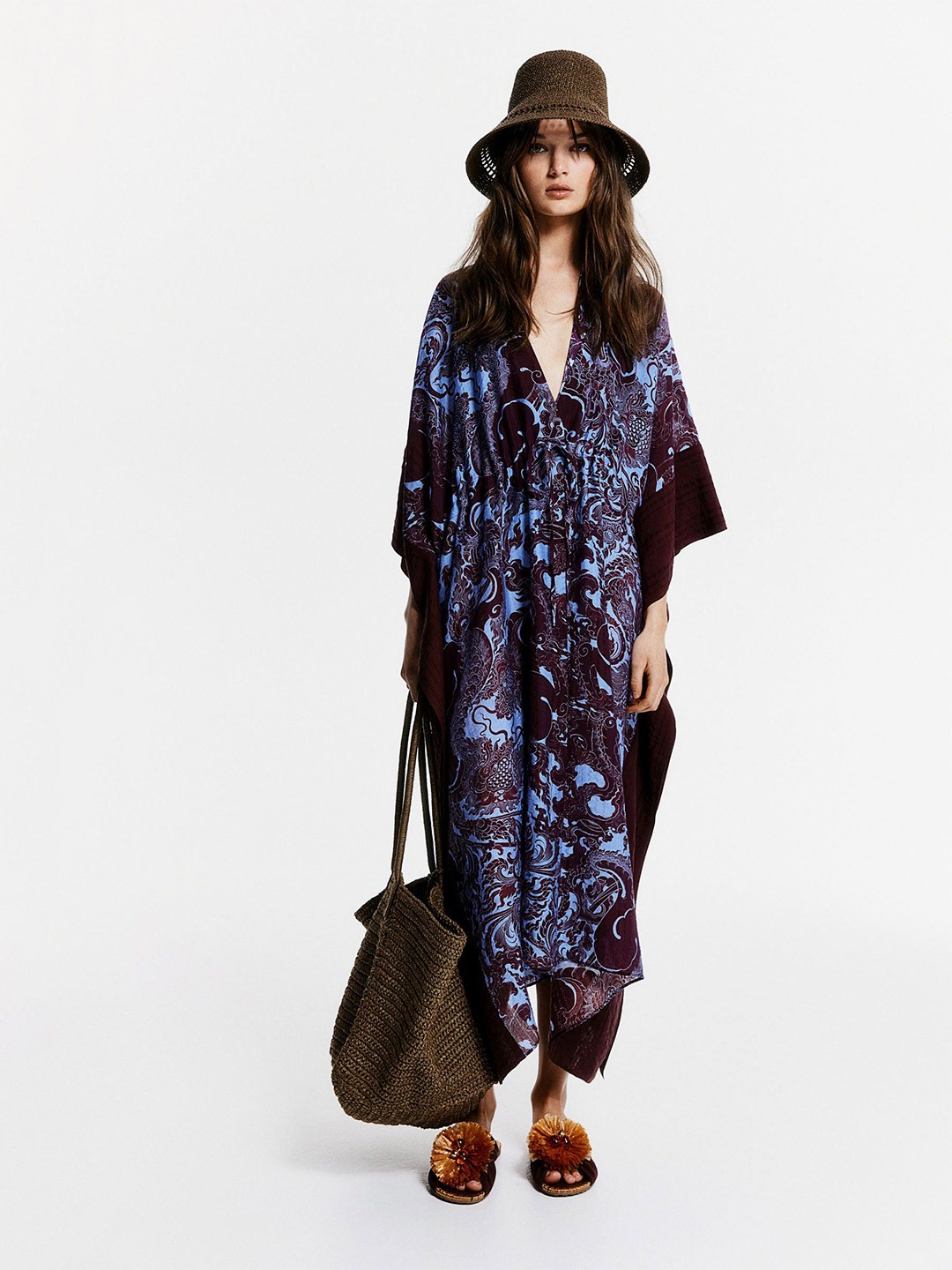 

H&M Patterned Kaftan Dress, Blue