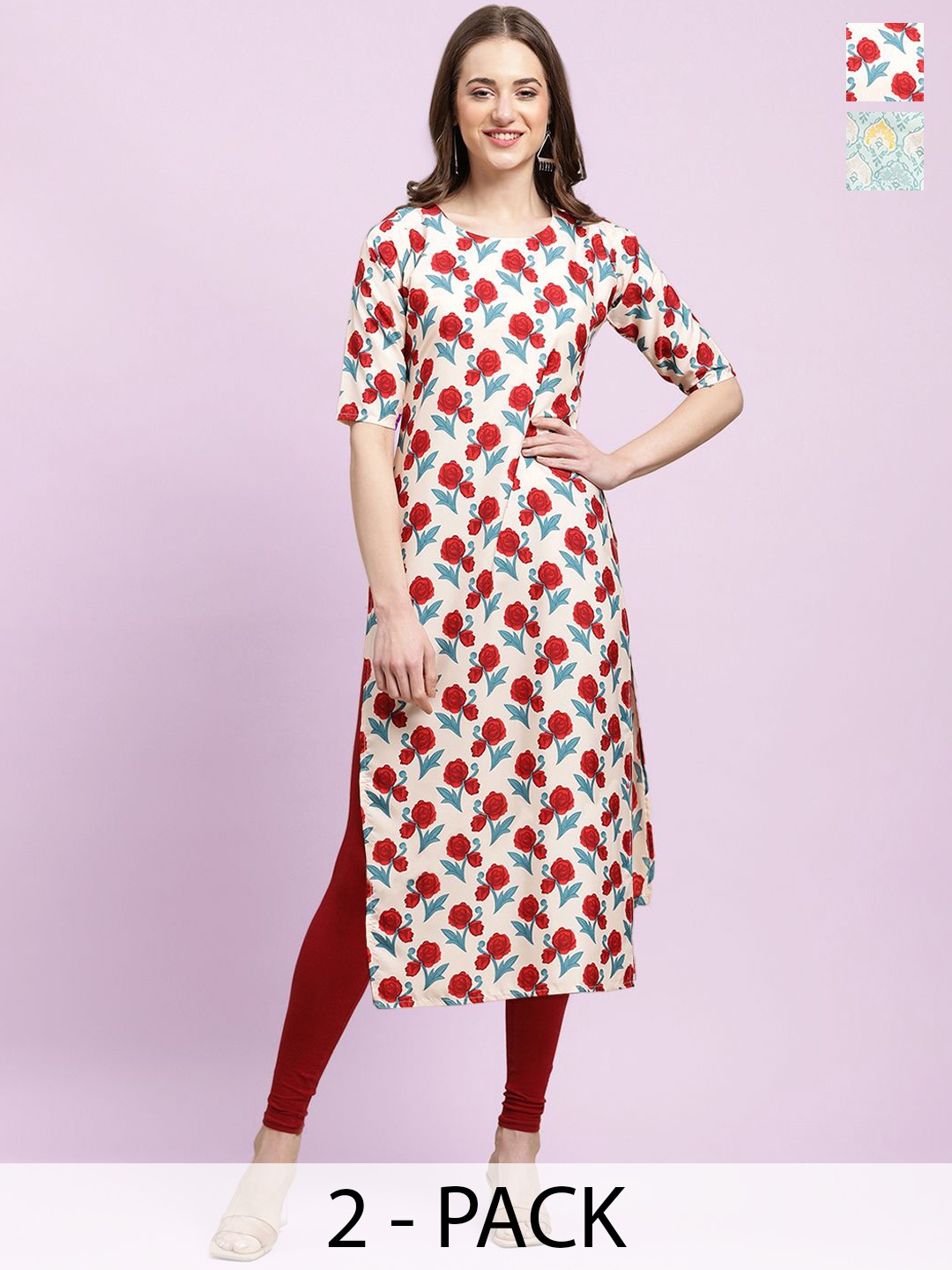 

Moda Rapido Women Ethnic Motifs Printed Floral Crepe Kurta, Multi