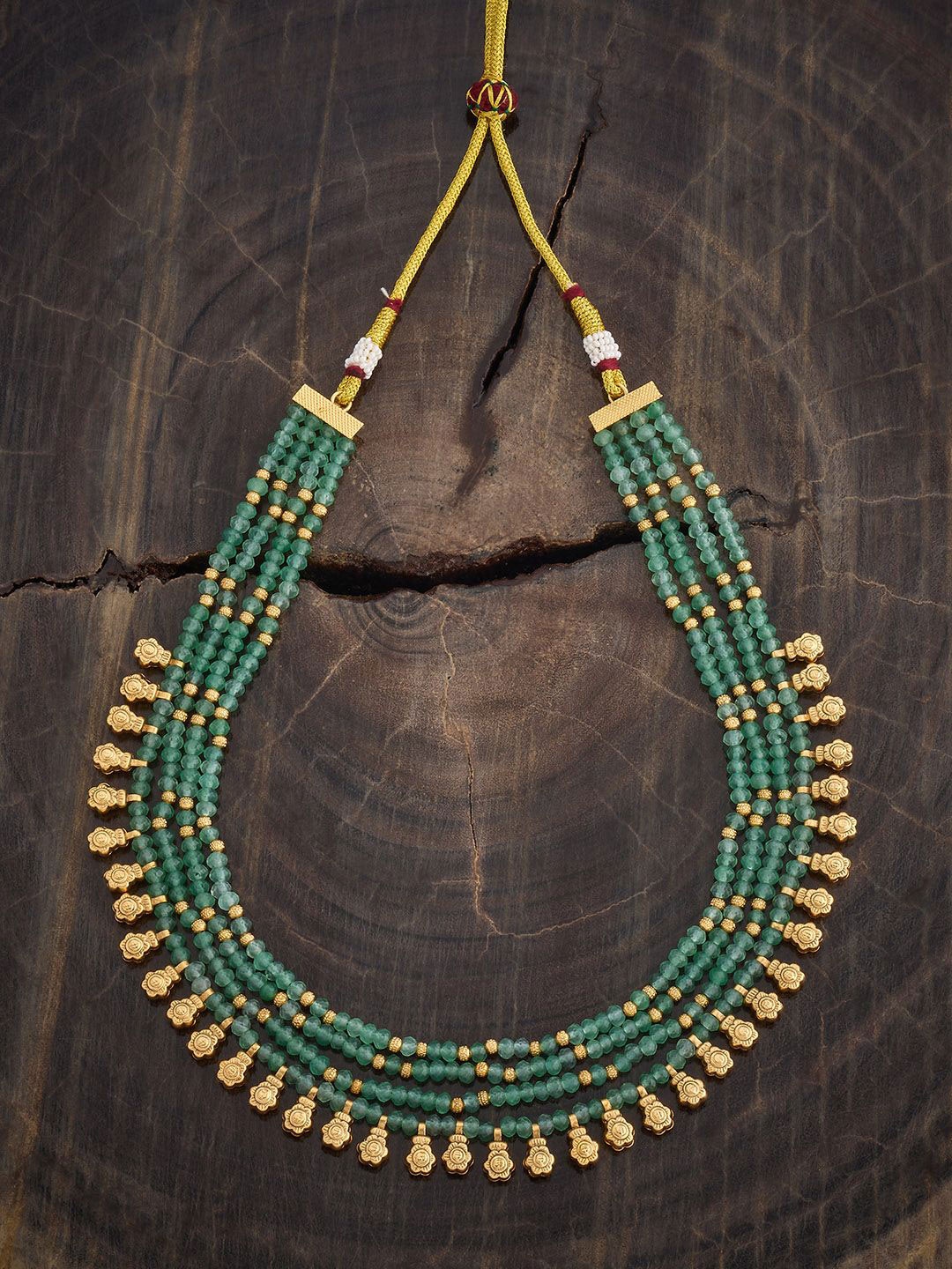 

Kushal's Fashion Jewellery Copper Green Gold-Plated Antique Mala