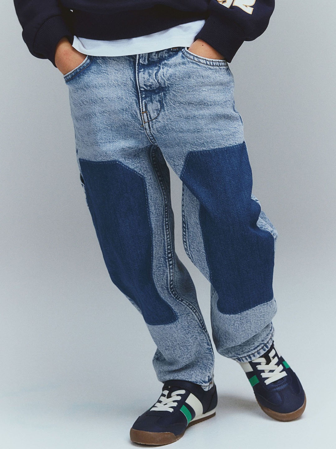 

H&M Loose Fit Carpenter High-Rise Heavy Fade Jeans, Blue