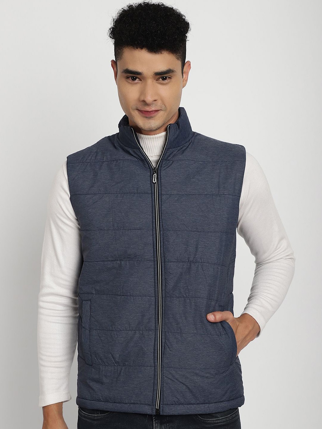 

SANHOK Men Colourblocked Lightweight Longline Puffer Jacket, Blue