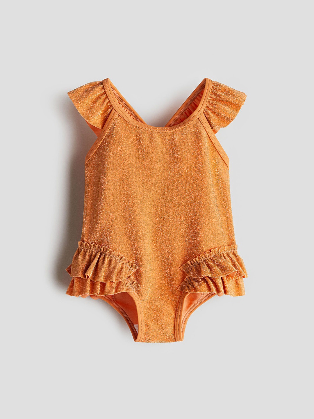 

H&M Girls Flounce-Trimmed Swimsuit, Orange