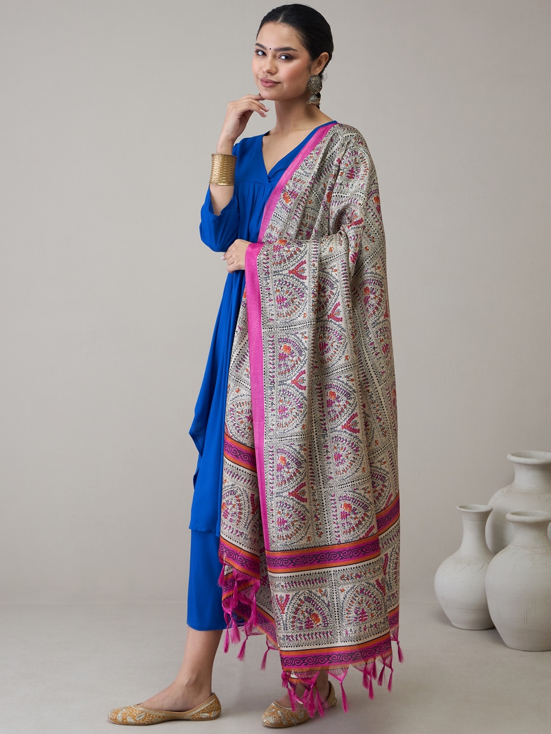 

InWeave Women Empire Kurta with Palazzos & With Dupatta, Blue