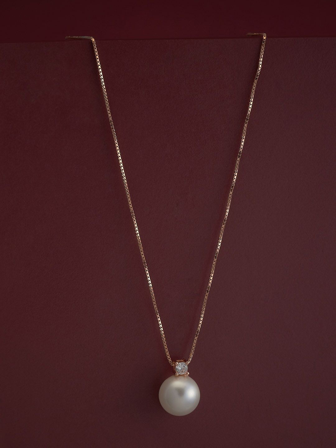 

Kushal's Fashion Jewellery 92.5 Silver Rose Gold-Plated Pearl Spherical Pendant with Chain