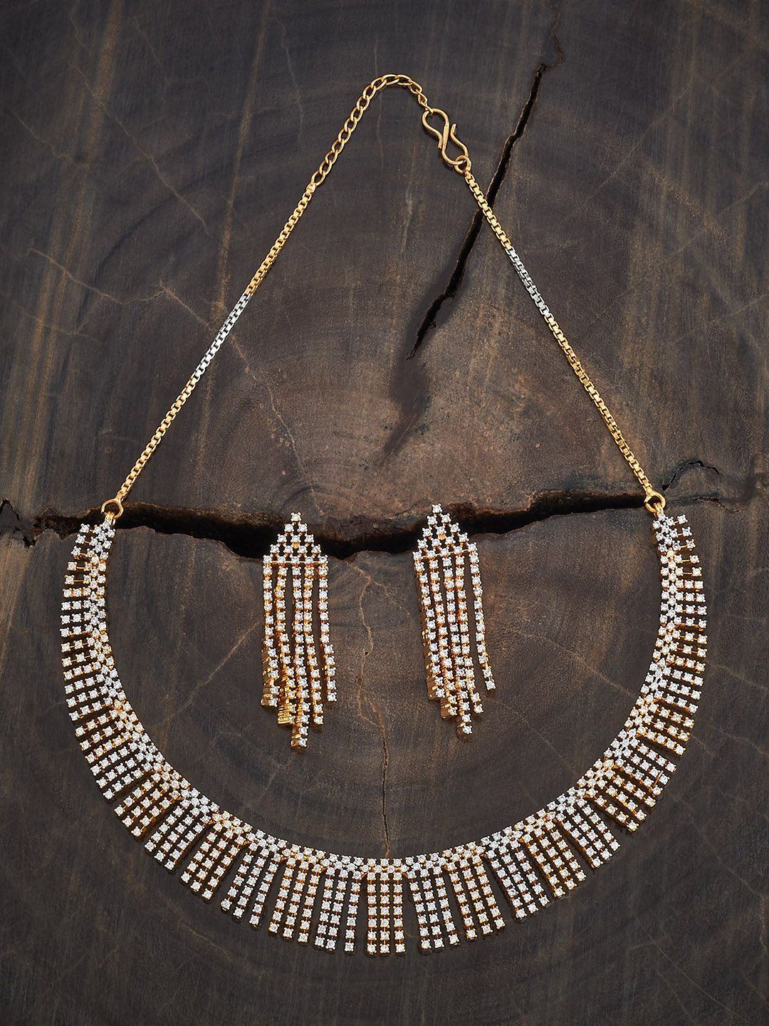 

Kushal's Fashion Jewellery White Rhodium Gold-Plated Cubic Zirconia-Studded Jewellery Set