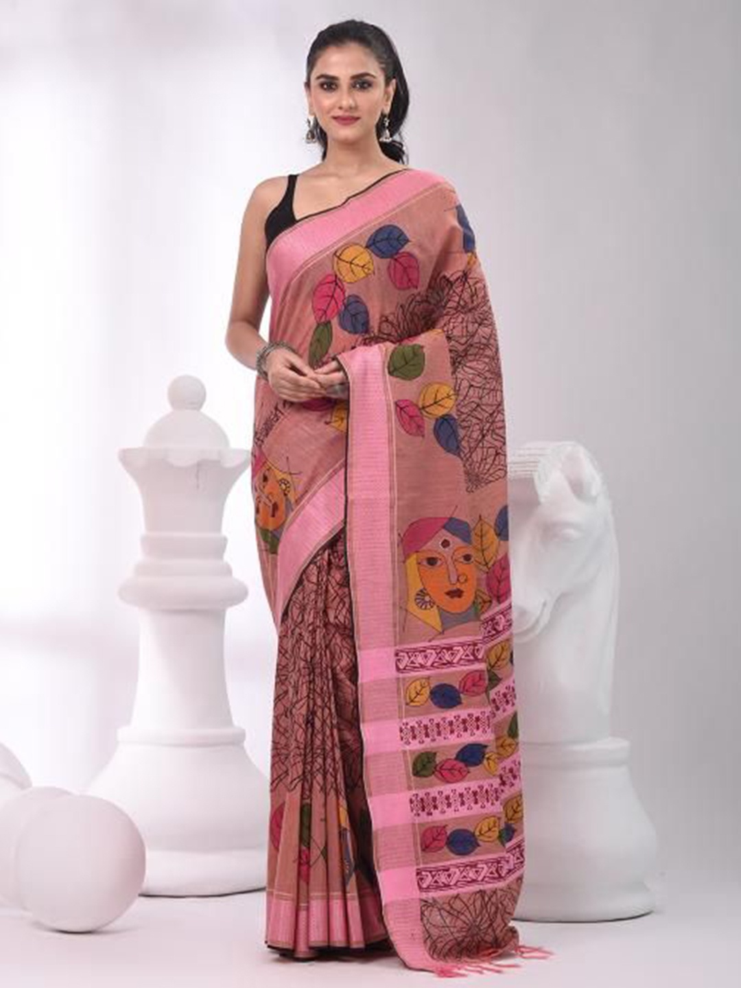 

VIBHAVARI Ethnic Motifs Zari Saree, Peach