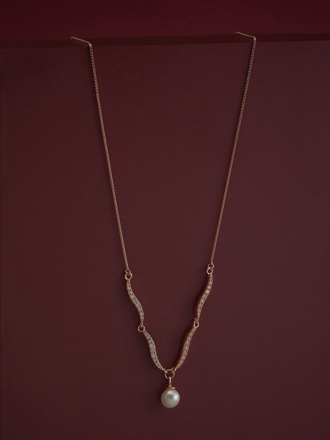 

Kushal's Fashion Jewellery 92.5 Silver Rose Gold-Plated Zircon Pendant with Chain