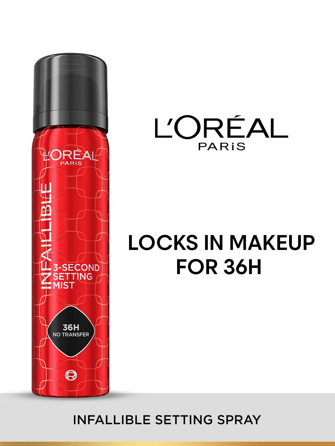 

LOreal Paris Infallible 3-Second Transfer-Proof Setting Mist - Quick drying, Red