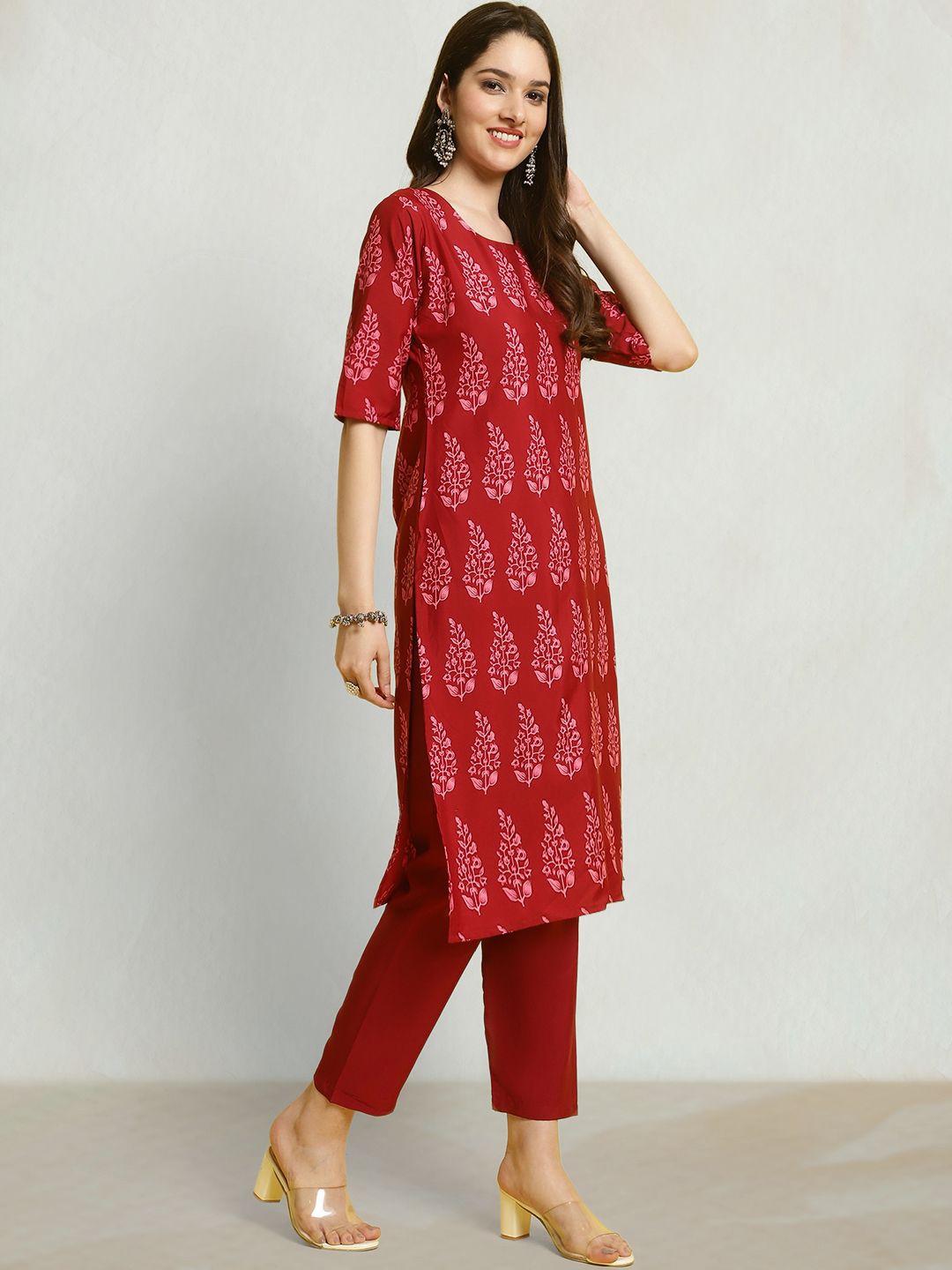 

Moda Rapido Paisley Printed Straight Kurta, Red