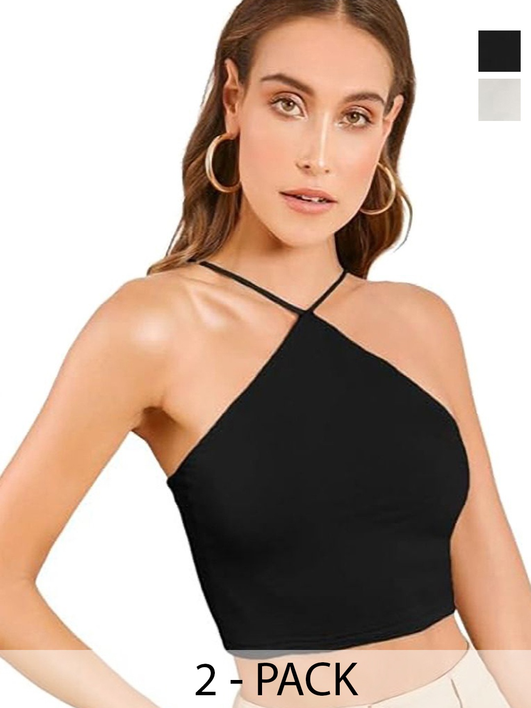 

SRISARAS Halter Neck Tank Crop Top, White