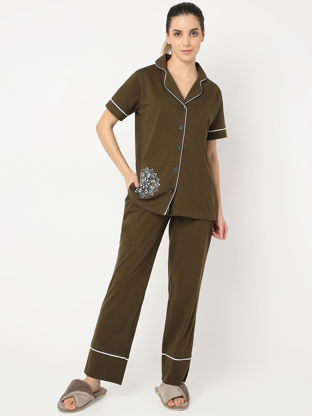 

Smarty Pants Women Night suit, Olive