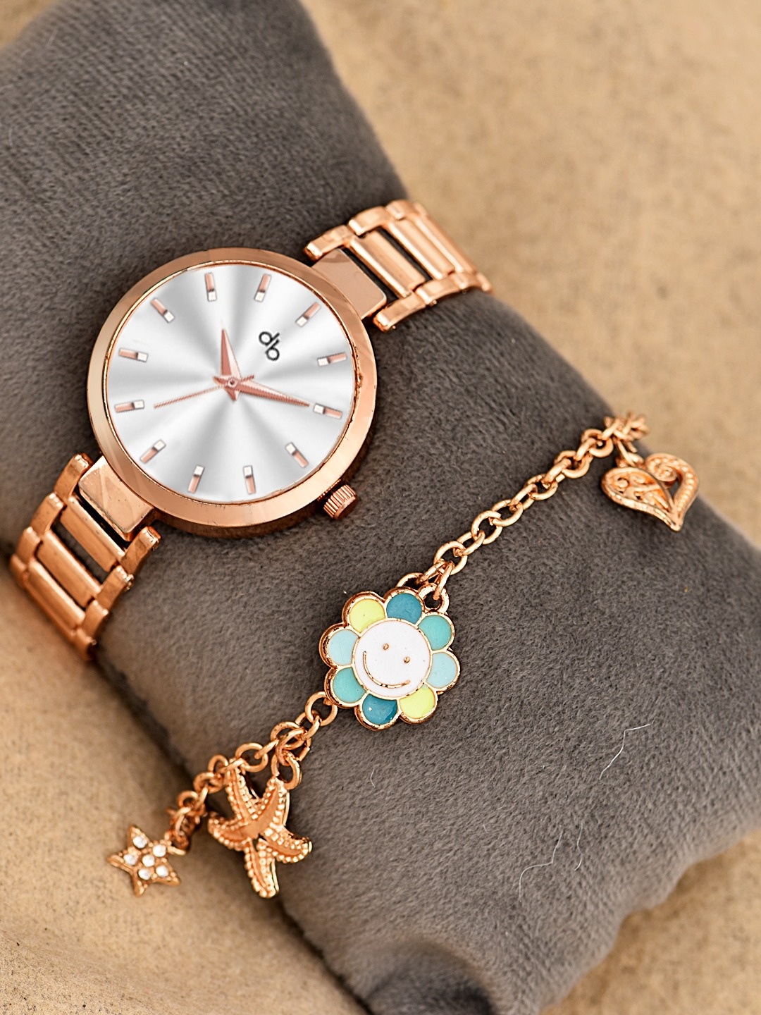 

DressBerry Women DBWJ25 Watch & Bracelet Gift Set, Rose gold