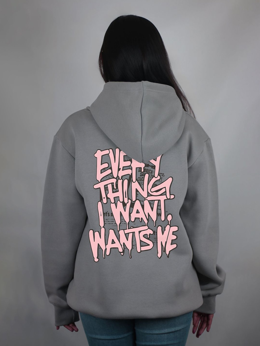 

EKSDEE Women Printed Hooded Sweatshirt, Grey